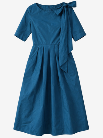 Niù Niù Pleated Dress with Bow bonsai