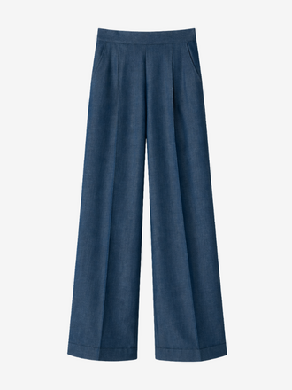 La Salle La Salle Pleated Wide Trousers demin