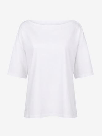 La Salle La Salle Raised Boat Neck Top white