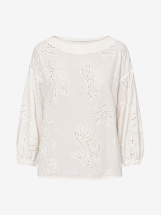 La Salle La Salle Boat Neck Blouse white