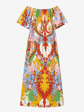 La Salle La Salle Printed Off-Shoulder Dress capri