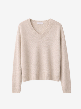 Majestic Filatures Majestic Filatures Trui V-hals ecru chine