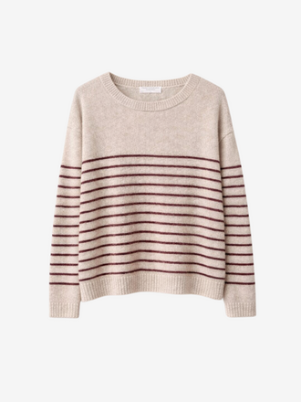 Majestic Filatures Majestic Filatures Trui Bateau grenat beige