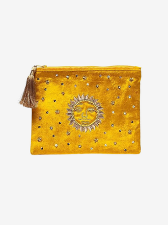 Rivs Etui Fluweel geel met zon