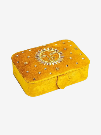 Rivs Sieradendoosje Fluweel geel met zon