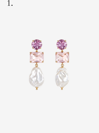 Oorbellen Parel Lang roze