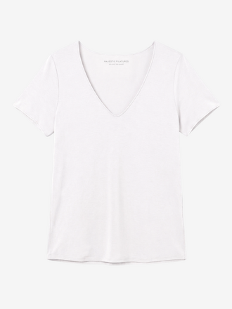 Majestic Filatures Majestic Filatures T-shirt V-hals Short Sleeve wit