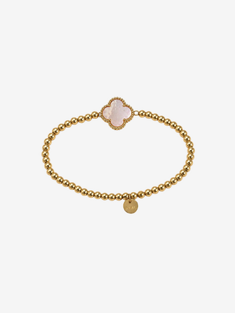 Armband Goud Klaver roze