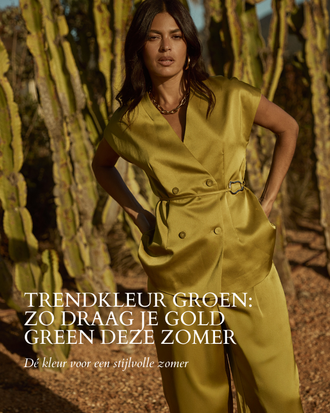 Trendkleur groen: zo draag je gold green deze zomer