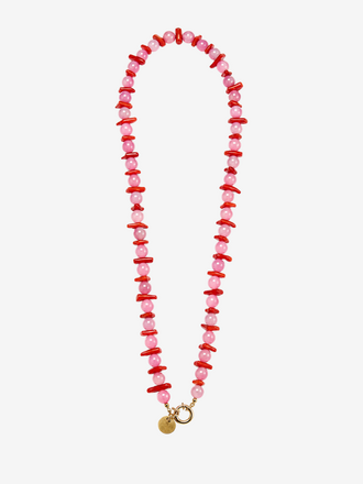 Hand Made By Iris Hand Made By Iris Halsketting roze calciet bloedkoraal
