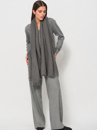 La Salle La Salle Knitted Felted Solid Shawl slate