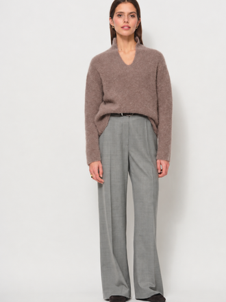La Salle La Salle Raised V-neck Sweater cashew