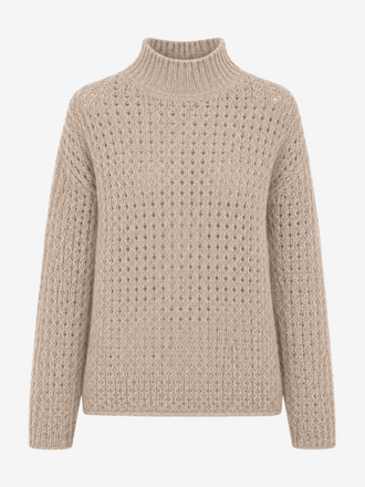 La Salle La Salle Raised Neck Hollow Sweater pearl
