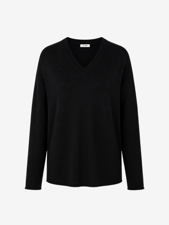 La Salle La Salle V-neck Long Sleeve Sweater Merino black