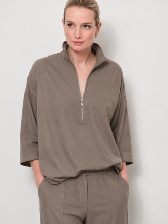 La Salle La Salle Raised Neck Pullover Top cashew