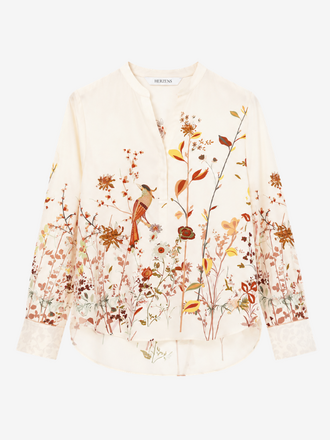 HERZENS Herzens Tunika Blouse Zijden Vogels roobios tea aqua multi