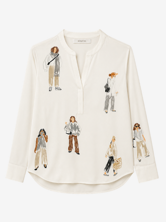 HERZENS Herzens Tunika Blouse Zijden Vrouwen limestone multi