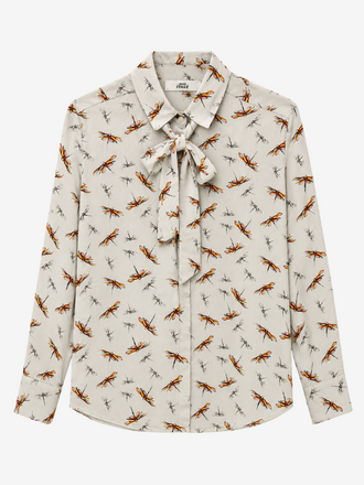 0039 Italy 0039 Italy Odetta Cuff Blouse met Strik Libelle Print