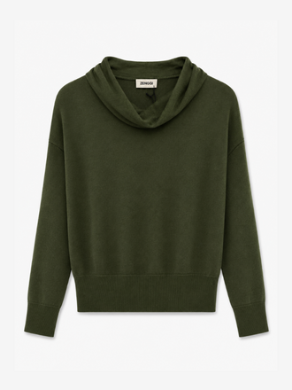 Zenggi Amsterdam Zenggi Light Merino Drape Neck Top dark green