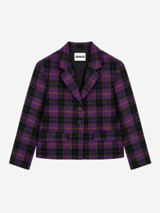 Zenggi Amsterdam Zenggi Vintage Wool Crop Waisted Jack violet check