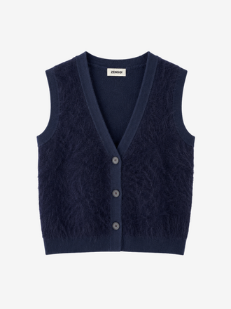 Zenggi Amsterdam Zenggi Soft Fur Alpaca Sleeveless Vest midnight blue