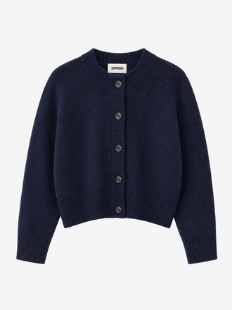 Zenggi Amsterdam Zenggi Lamb Silk Round Neck Cardi midnight blue