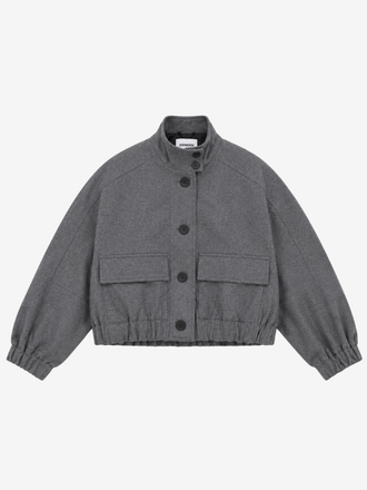 Zenggi Amsterdam Zenggi Recycled Wool Crop Bomber Jacket dark grey melange