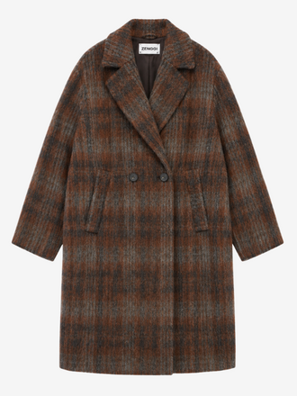 Zenggi Amsterdam Zenggi Wool Check Cocoon Coat warm brown