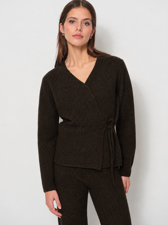 La Salle La Salle Wrap Cardigan coffee