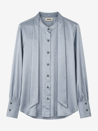 Zenggi Amsterdam Zenggi Technosilk Pleated Shirt blue haze