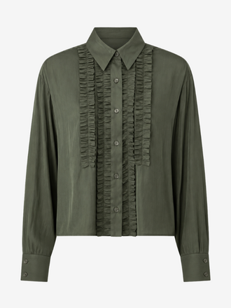 Zenggi Amsterdam Zenggi Sleek Ruffle Shirt dark green