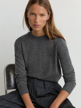 REISS Reiss Sadie Trui Merino Crew Neck charcoal