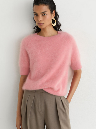 REISS Reiss Julia Brushed Cashmere T-Shirt pink