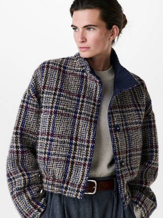 Zenggi Amsterdam Zenggi Wool Check Cropped Jacket limestone