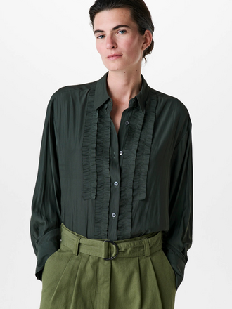 Zenggi Amsterdam Zenggi Sleek Ruffle Shirt dark green