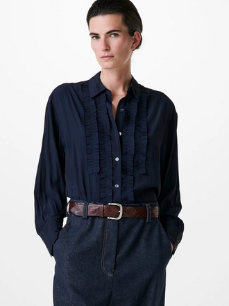 Zenggi Amsterdam Zenggi Sleek Ruffle Shirt ink blue