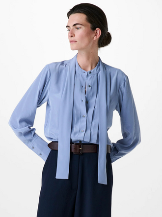 Zenggi Amsterdam Zenggi Technosilk Pleated Shirt blue haze