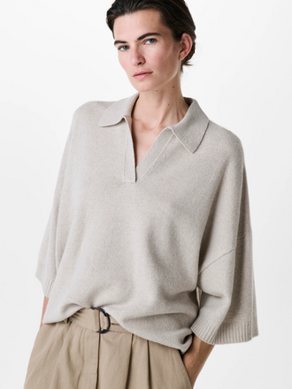 Zenggi Amsterdam Zenggi Fine Wool Dawson Polo Top limestone