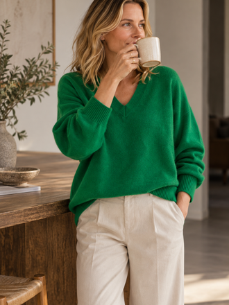 Absolut Cashmere Absolut Cashmere Alicia Trui V-hals varsity green
