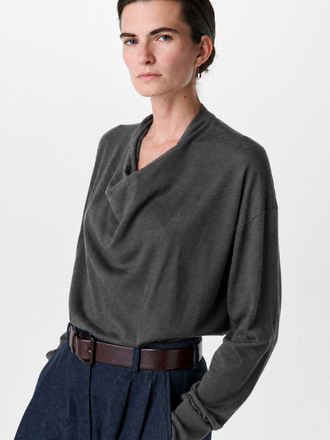 Zenggi Amsterdam Zenggi Light Merino Drape Neck Top charcoal