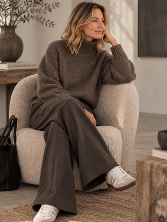 Zenggi Amsterdam Zenggi Llama Cotton Roll Neck Sweater brownstone