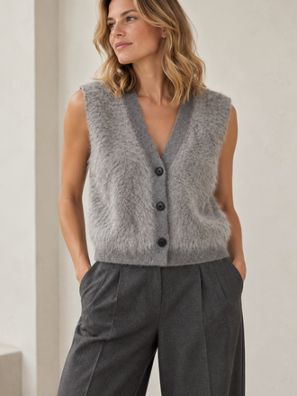 Zenggi Amsterdam Zenggi Soft Fur Alpaca Sleeveless Vest grey melange