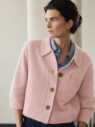 Zenggi Amsterdam Zenggi Fine Wool Polo Cardigan rose