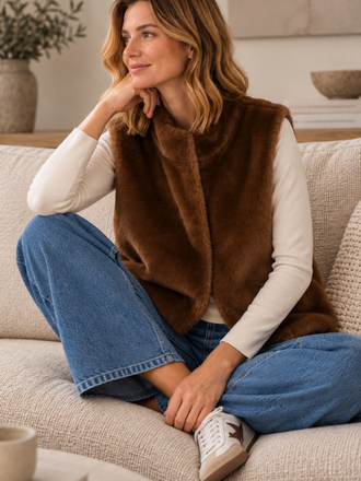 Pride To Be Pride To Be Honey Fake Fur Vest dark brown