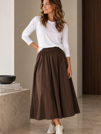 La Salle La Salle A-line Skirt Taft coffee