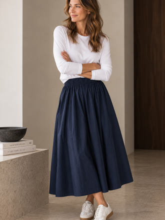 La Salle La Salle A-line Skirt Taft navy