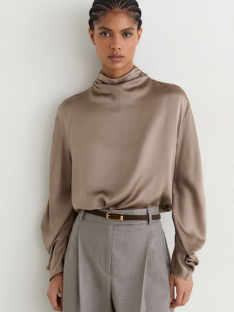 REISS Reiss Meena Top Draperie Zijden neutral