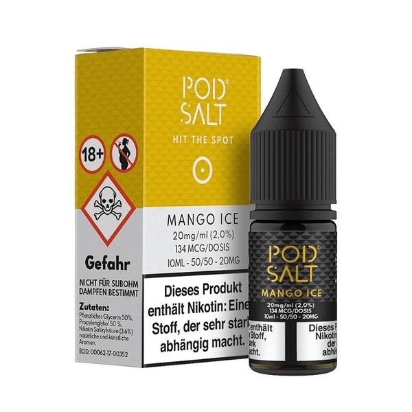 Pod Salt Pod Salt - Mango Ice - 10 ml Salt Liquid - 11 mg | 20 mg Nikotin - Mit Steuerbanderole