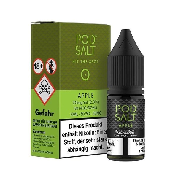 Pod Salt Pod Salt - Apple - 10 ml Salt Liquid - 11 mg | 20 mg Nikotin - Mit Steuerbanderole