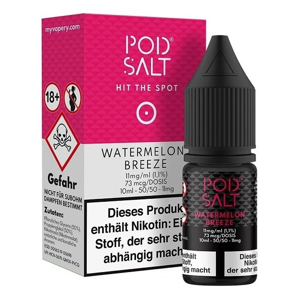 Pod Salt Pod Salt - Watermelon Breeze - 10 ml Salt Liquid - 11 mg | 20 mg Nikotin - Mit Steuerbanderole